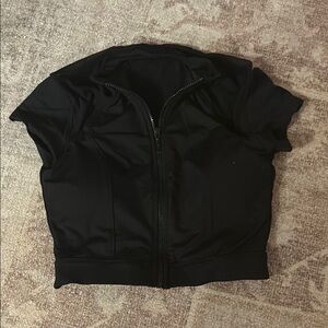 Bloch Dance Black Short Sleeve Zip-Up High Neck Top